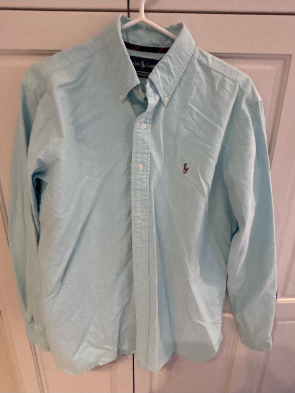 Ralph Lauren Men’s Classic Fit Oxford Shirt Large Aqua Blue 100% Cotton Pony